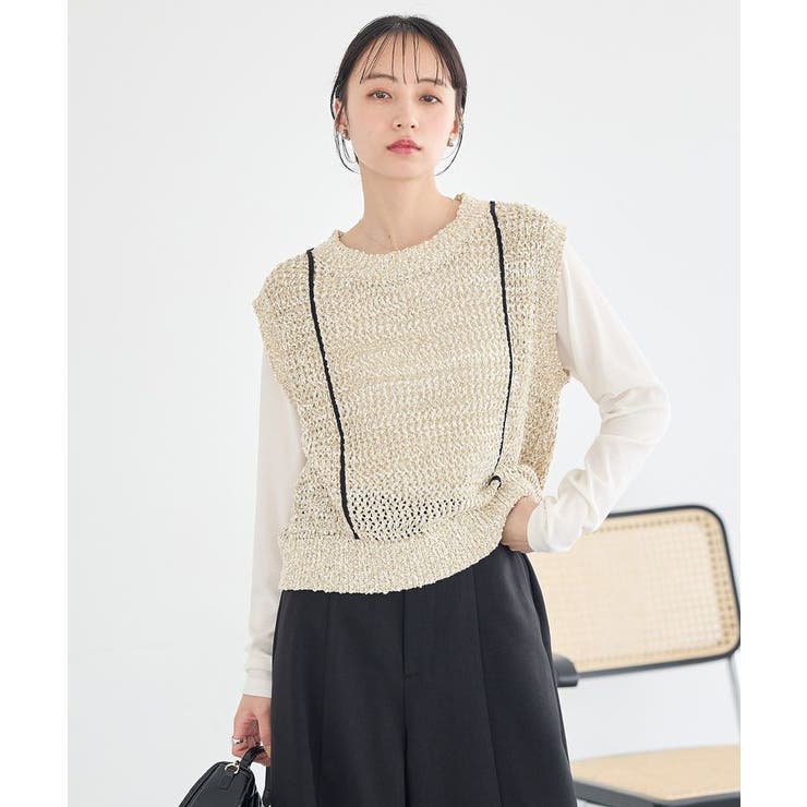 配色ラインMIXニットベスト | earth music&ecology  | 詳細画像10 