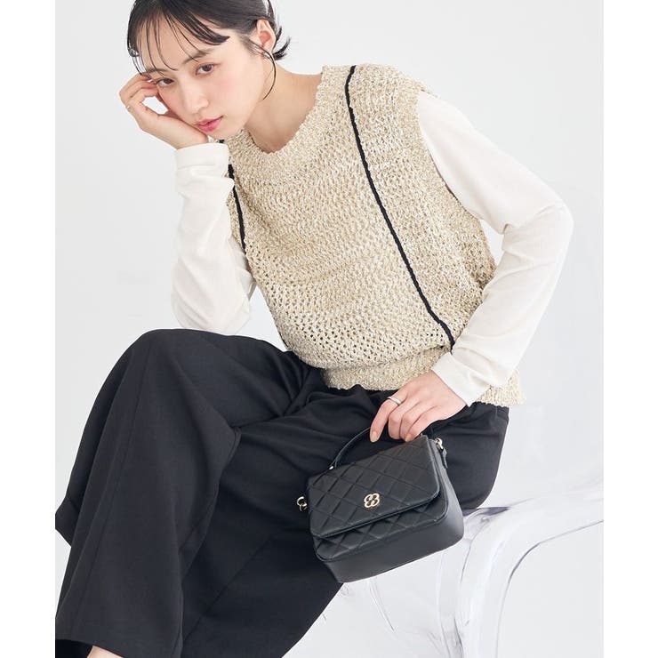 配色ラインMIXニットベスト | earth music&ecology  | 詳細画像11 