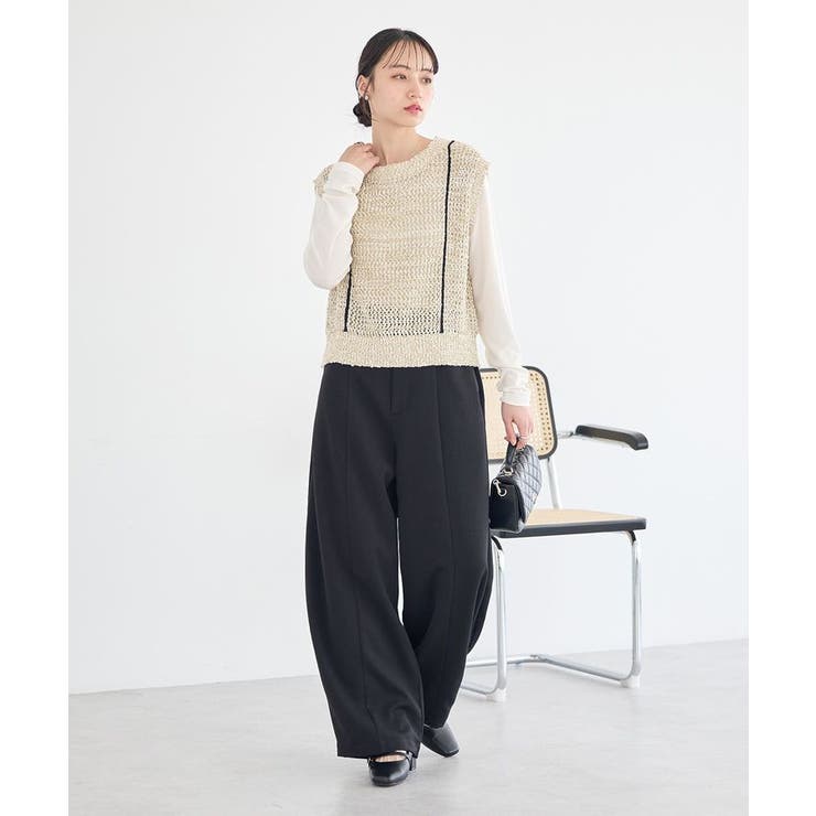 配色ラインMIXニットベスト | earth music&ecology  | 詳細画像12 