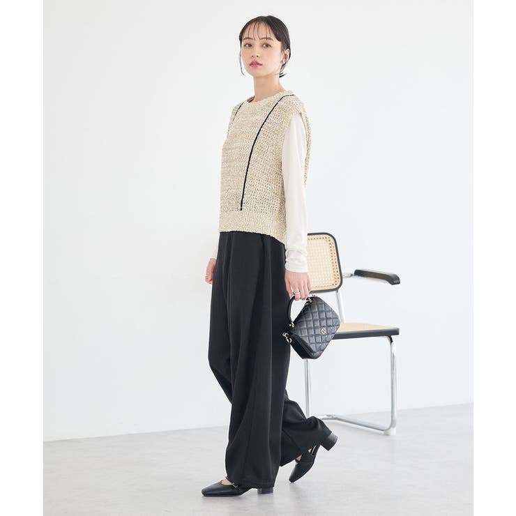 配色ラインMIXニットベスト | earth music&ecology  | 詳細画像13 