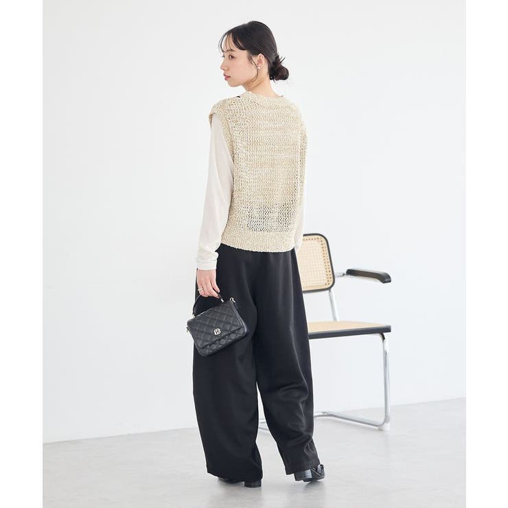 配色ラインMIXニットベスト | earth music&ecology  | 詳細画像14 