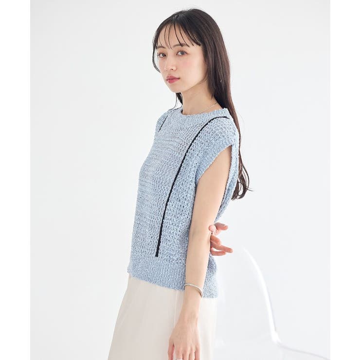 配色ラインMIXニットベスト | earth music&ecology  | 詳細画像4 