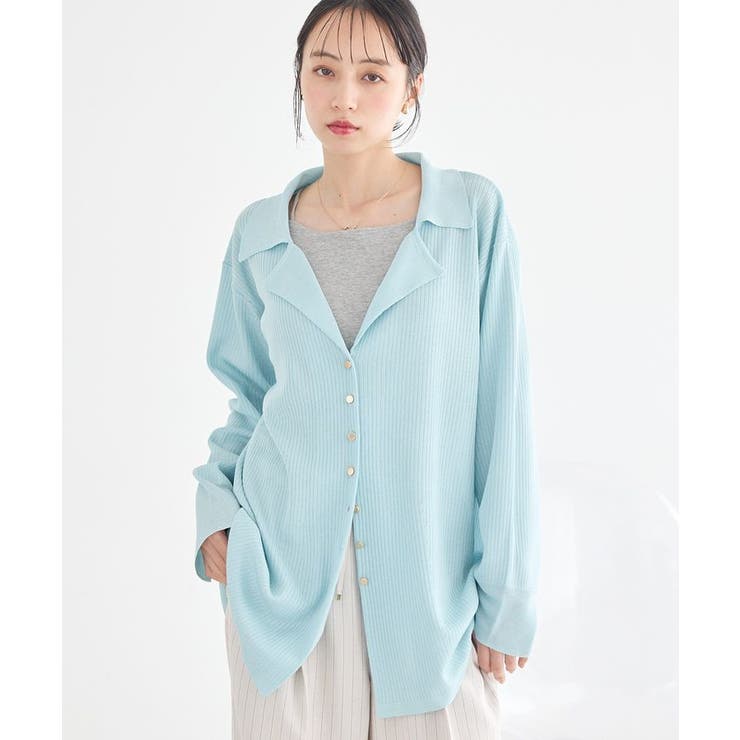 ブルー | テーラーカラーニットカーディガン | earth music&ecology 