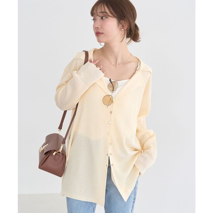 エクリュ | テーラーカラーニットカーディガン | earth music&ecology 