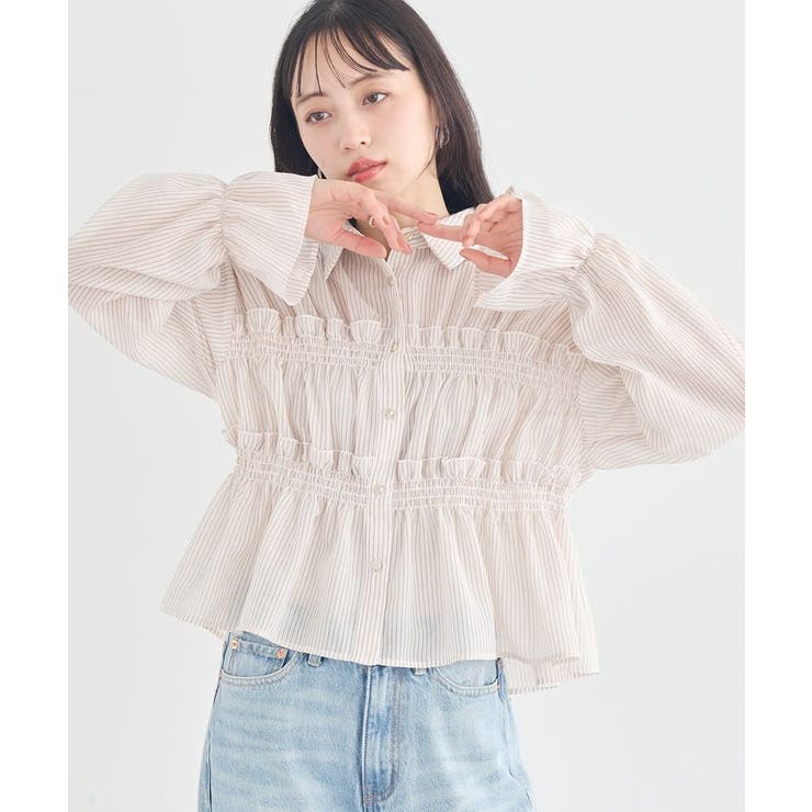 シャーリングストライプシャツ | earth music&ecology  | 詳細画像1 