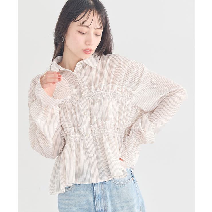 シャーリングストライプシャツ | earth music&ecology  | 詳細画像2 