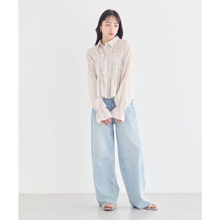 シャーリングストライプシャツ | earth music&ecology  | 詳細画像5 