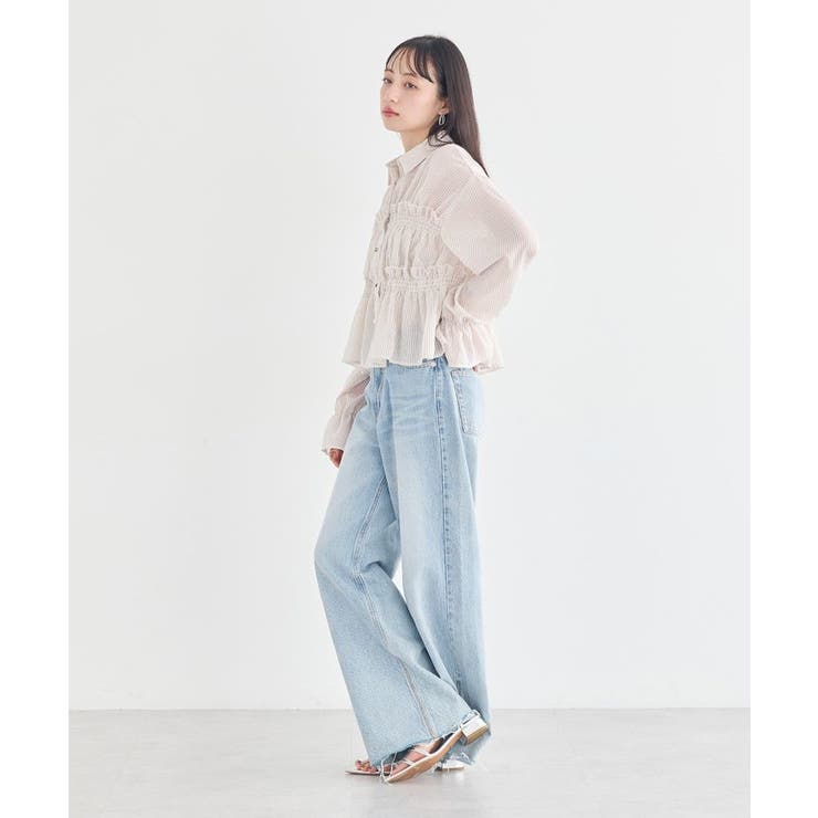 シャーリングストライプシャツ | earth music&ecology  | 詳細画像6 