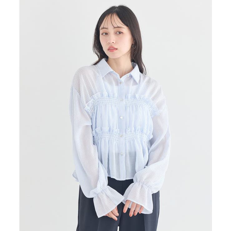 シャーリングストライプシャツ | earth music&ecology  | 詳細画像8 