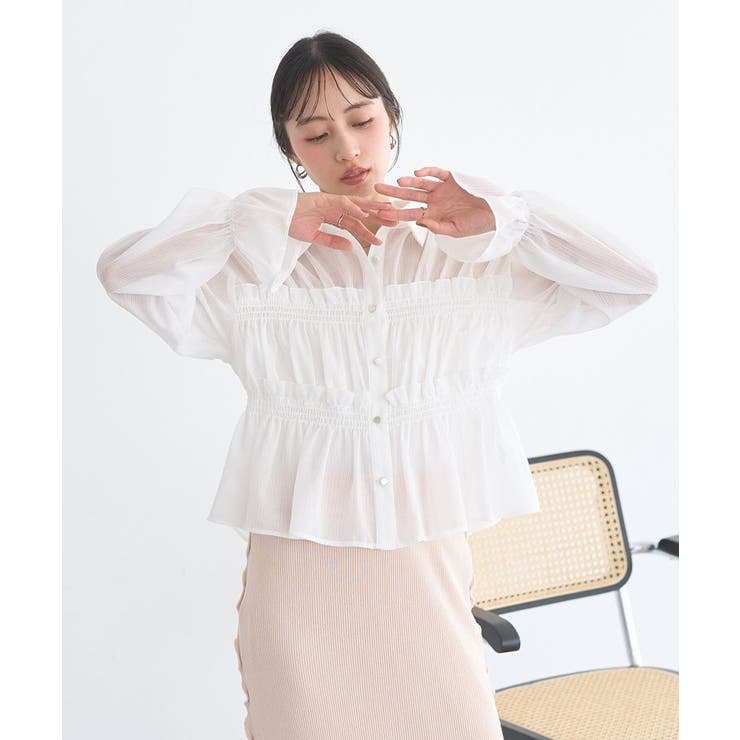 シャーリングストライプシャツ | earth music&ecology  | 詳細画像13 