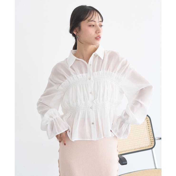 シャーリングストライプシャツ | earth music&ecology  | 詳細画像14 