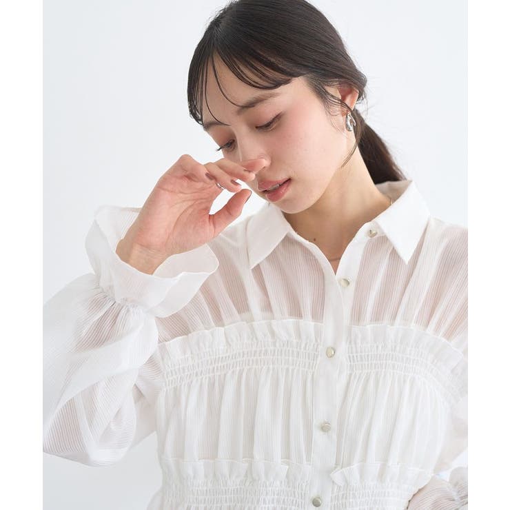 シャーリングストライプシャツ | earth music&ecology  | 詳細画像18 