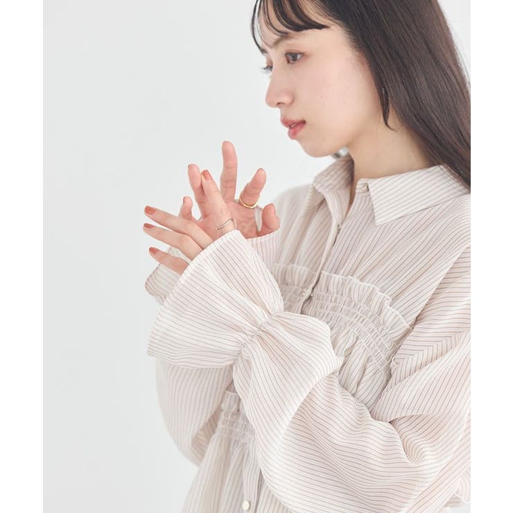 シャーリングストライプシャツ | earth music&ecology  | 詳細画像19 