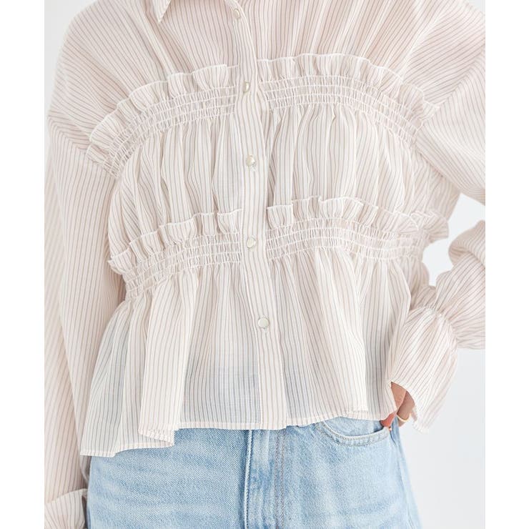 シャーリングストライプシャツ | earth music&ecology  | 詳細画像20 