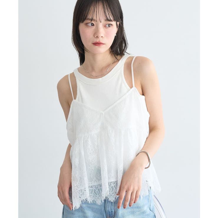 フリンジレースバックリボンキャミ | earth music&ecology  | 詳細画像2 