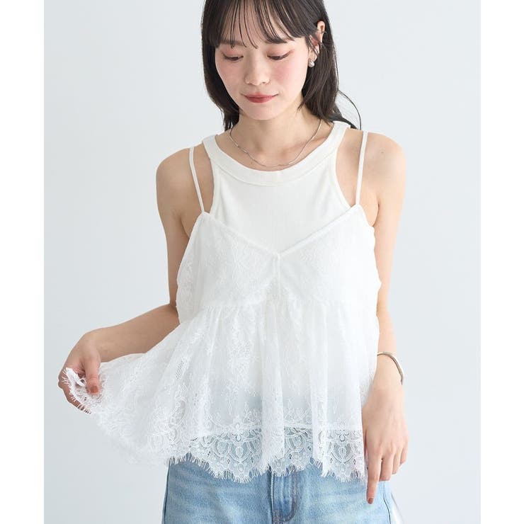 フリンジレースバックリボンキャミ | earth music&ecology  | 詳細画像3 