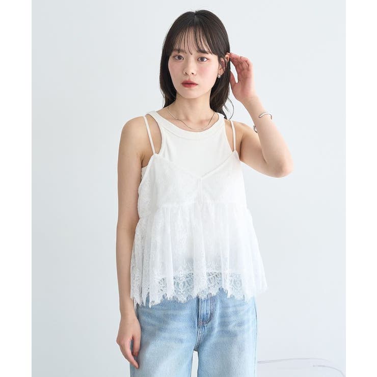 フリンジレースバックリボンキャミ | earth music&ecology  | 詳細画像4 