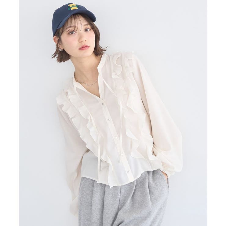 フリルリボンブラウス | earth music&ecology  | 詳細画像1 