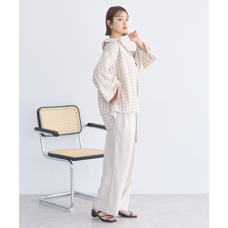 シャーリングスリーブチェックシャツ | earth music&ecology  | 詳細画像10 