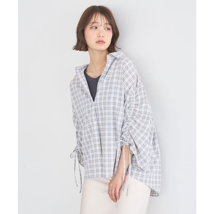シャーリングスリーブチェックシャツ | earth music&ecology  | 詳細画像12 