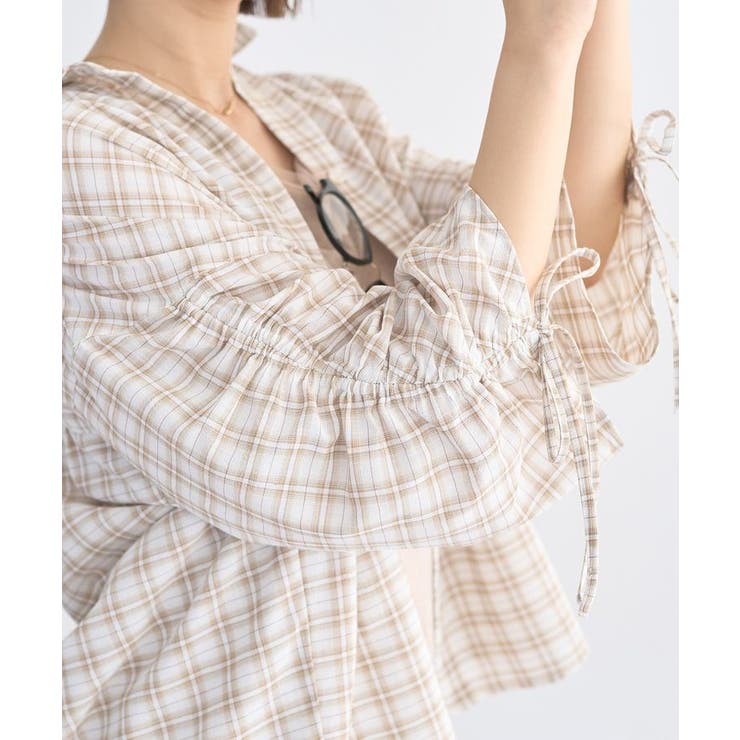 シャーリングスリーブチェックシャツ | earth music&ecology  | 詳細画像17 