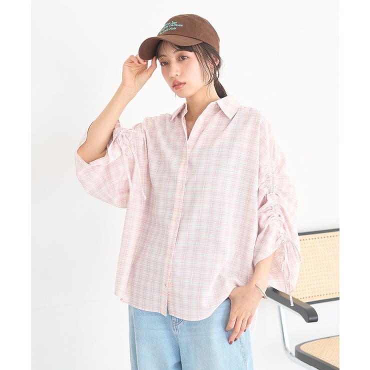 シャーリングスリーブチェックシャツ | earth music&ecology  | 詳細画像2 