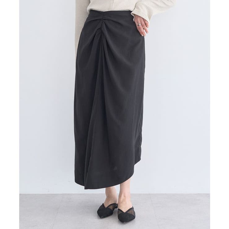 ブラック | ウエストツイストアシメスカート | earth music&ecology 