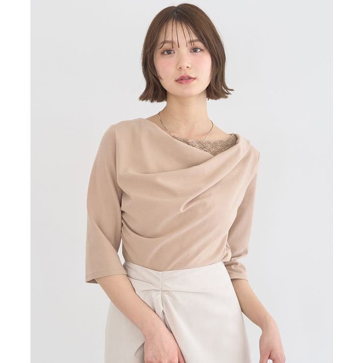 モカ | レースレイヤードドレーププルオーバー | earth music&ecology 