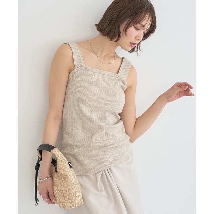 ベージュ | チェーンリブラメカットタンクトップ | earth music&ecology 