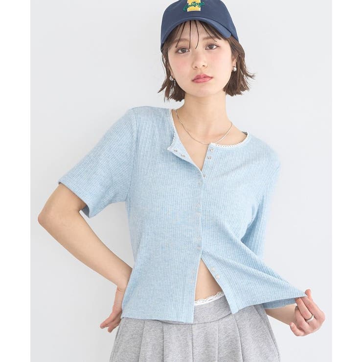 ブルー | チェーンリブラメカットソー | earth music&ecology 