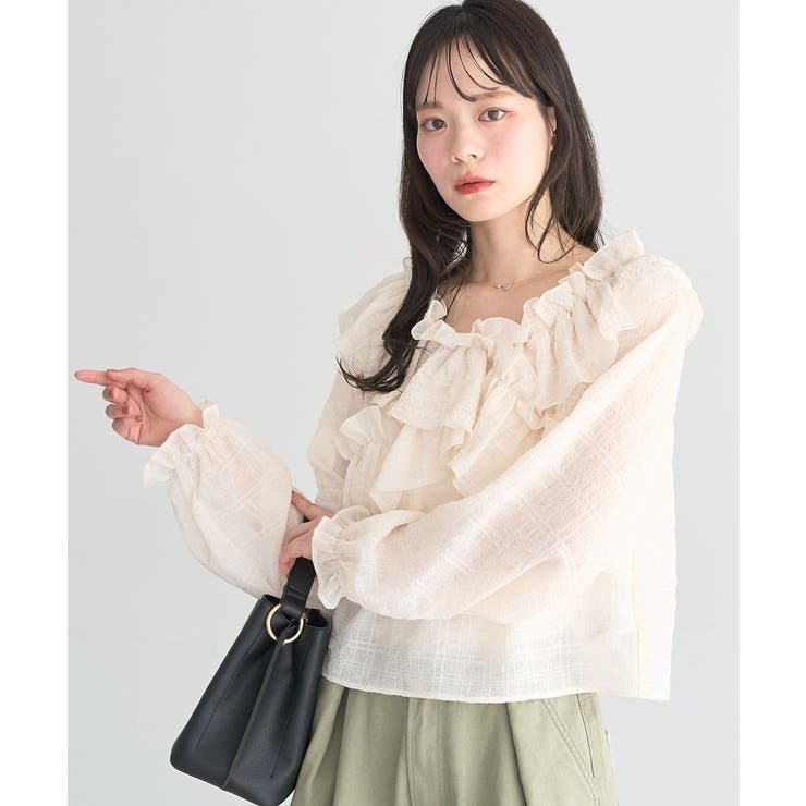 シアーチェック2wayオフショルブラウス | earth music&ecology  | 詳細画像1 