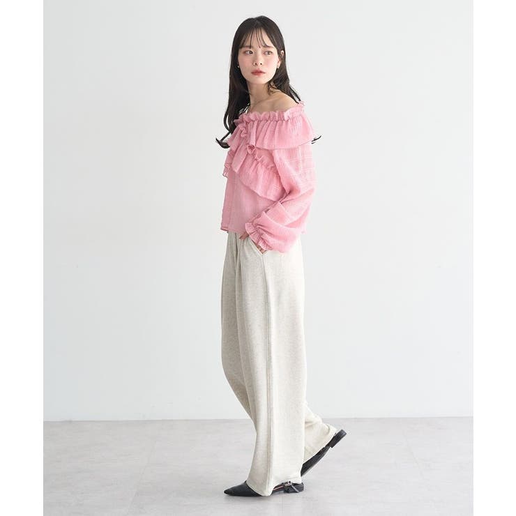 シアーチェック2wayオフショルブラウス | earth music&ecology  | 詳細画像10 