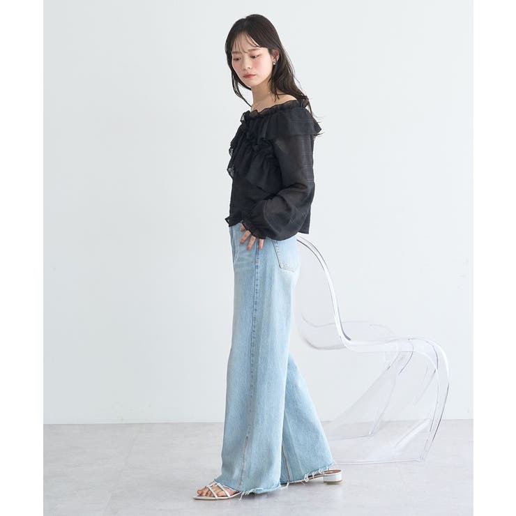 シアーチェック2wayオフショルブラウス | earth music&ecology  | 詳細画像14 