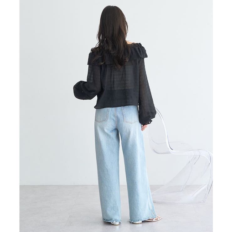 シアーチェック2wayオフショルブラウス | earth music&ecology  | 詳細画像15 