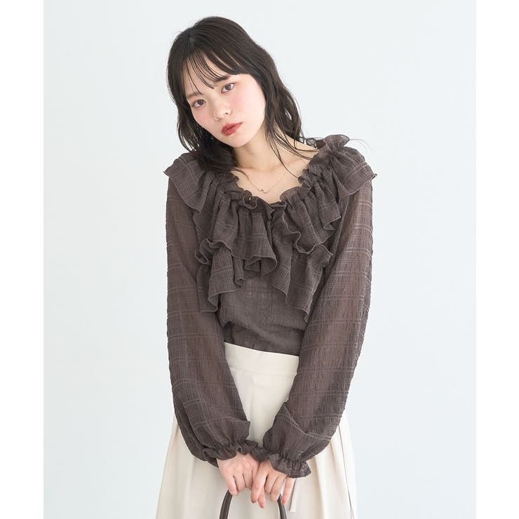 シアーチェック2wayオフショルブラウス | earth music&ecology  | 詳細画像18 