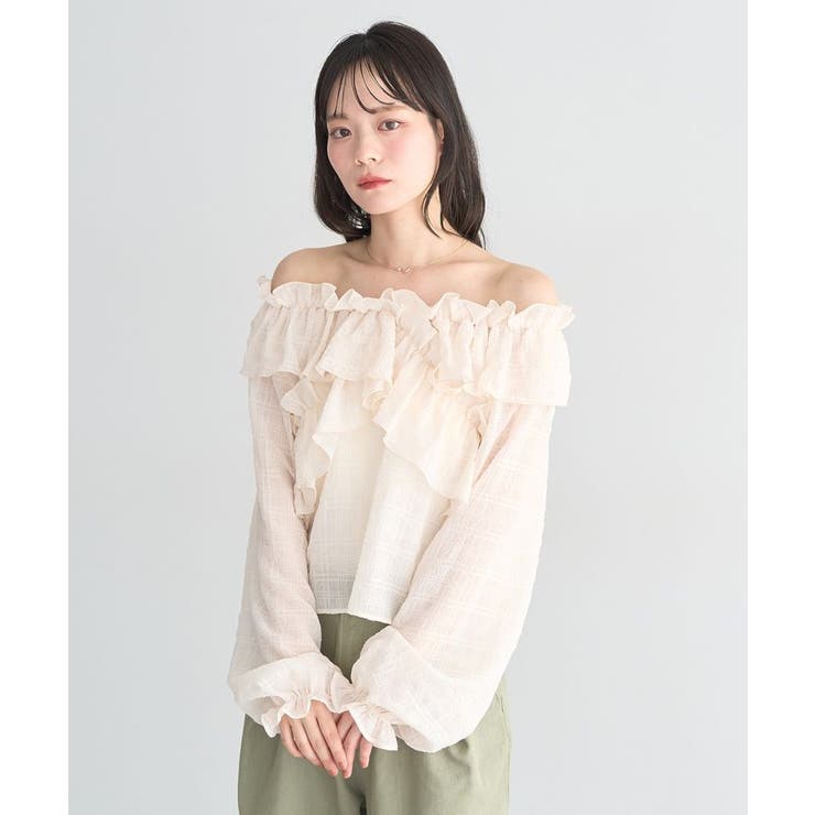 シアーチェック2wayオフショルブラウス | earth music&ecology  | 詳細画像2 
