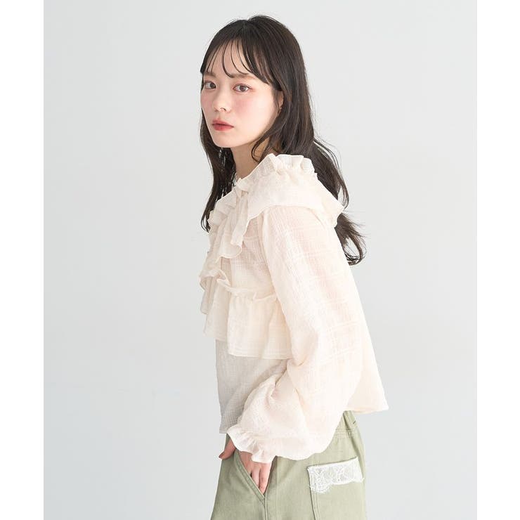 シアーチェック2wayオフショルブラウス | earth music&ecology  | 詳細画像3 