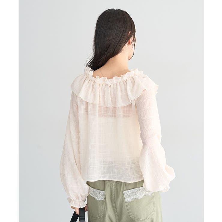 シアーチェック2wayオフショルブラウス | earth music&ecology  | 詳細画像4 