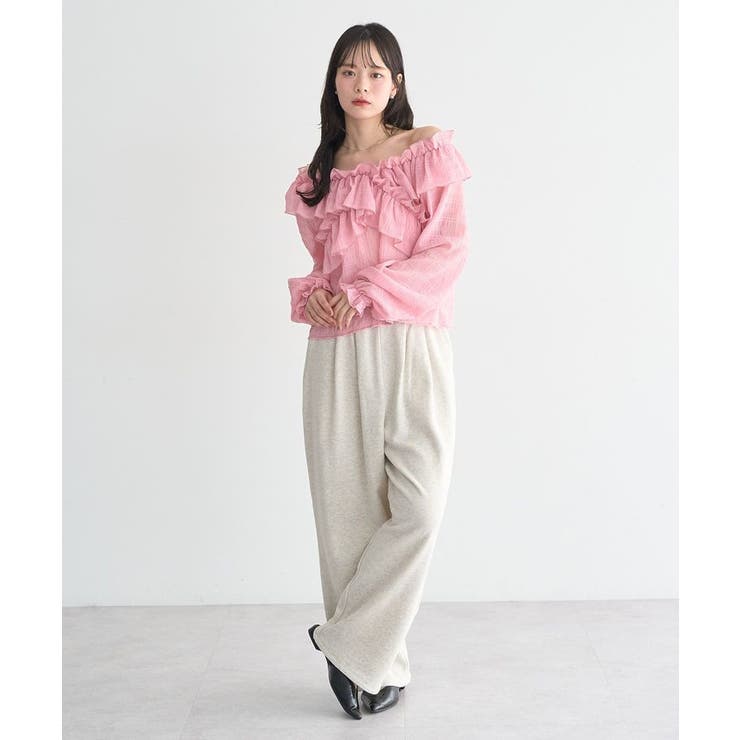 シアーチェック2wayオフショルブラウス | earth music&ecology  | 詳細画像9 