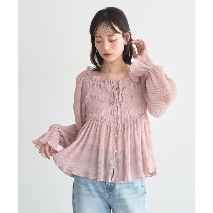 シャーリングフリルオフショルブラウス | earth music&ecology  | 詳細画像4 