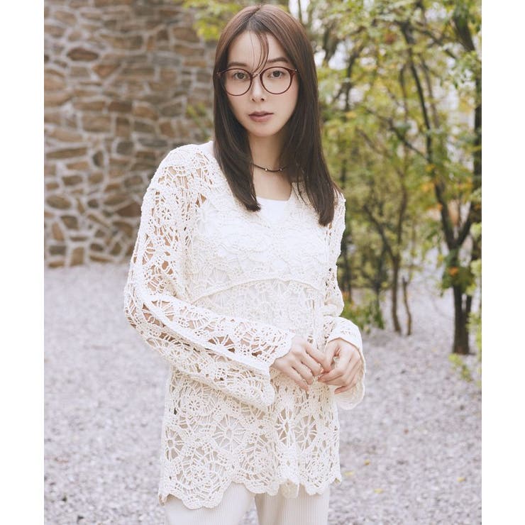 アイボリー | クロシェ風プルオーバー | earth music&ecology 