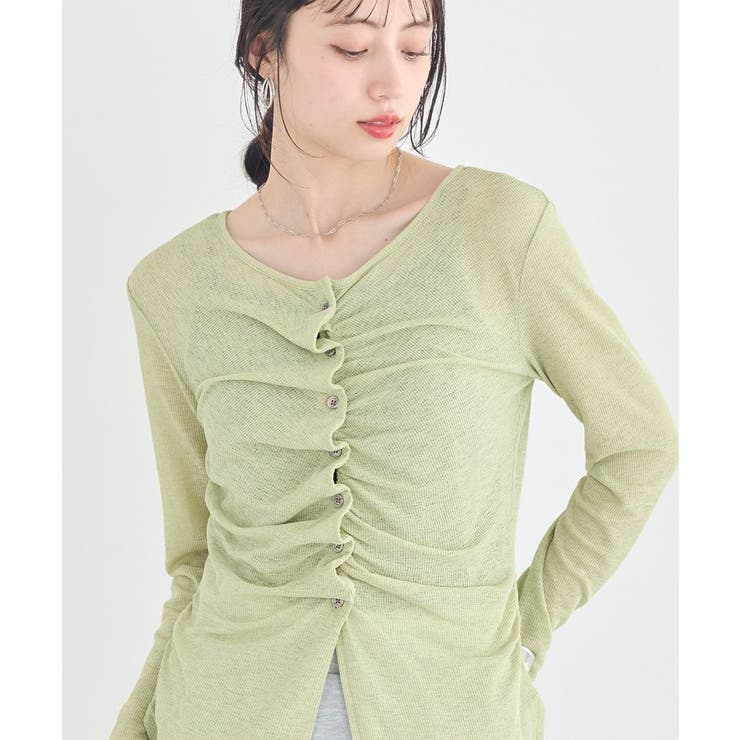 シアーワッフルタックボタントップス | earth music&ecology  | 詳細画像1 