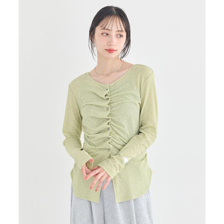 シアーワッフルタックボタントップス | earth music&ecology  | 詳細画像2 