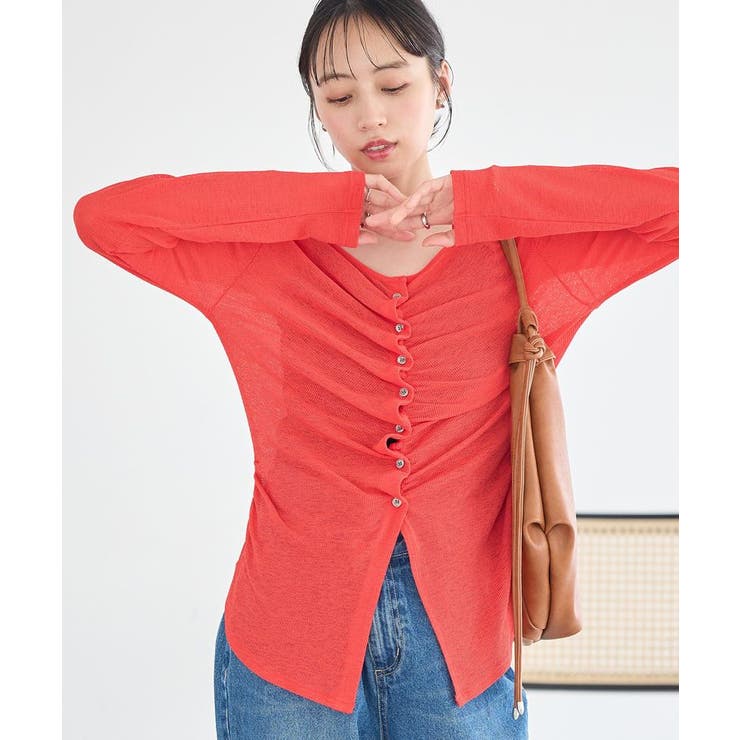 シアーワッフルタックボタントップス | earth music&ecology  | 詳細画像12 