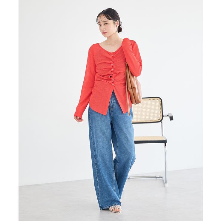 シアーワッフルタックボタントップス | earth music&ecology  | 詳細画像14 