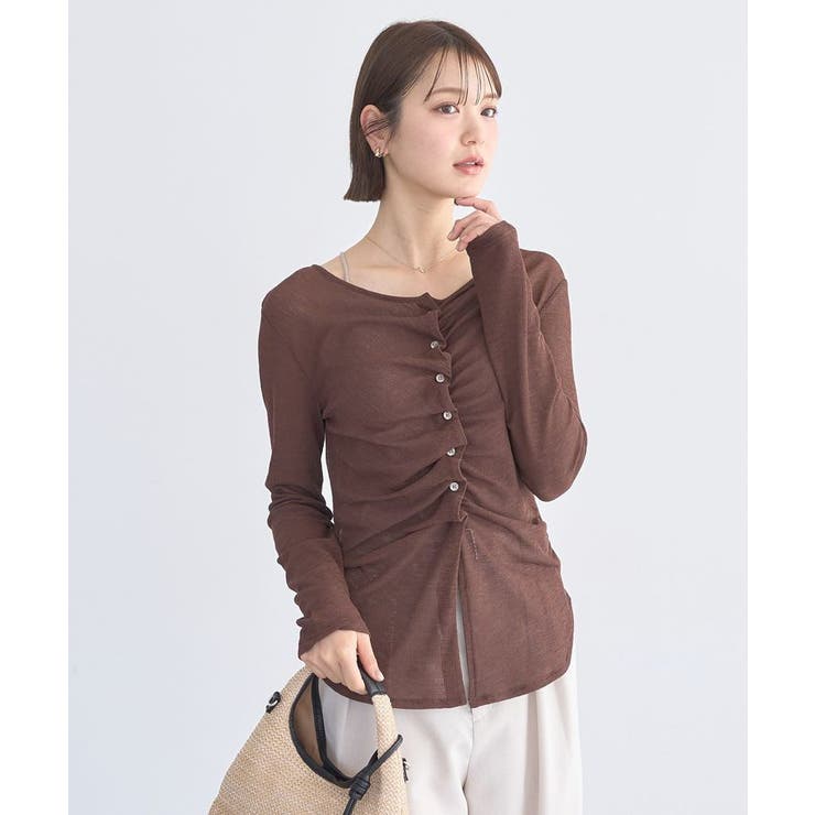 シアーワッフルタックボタントップス | earth music&ecology  | 詳細画像15 