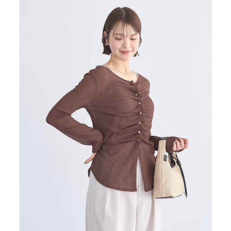 シアーワッフルタックボタントップス | earth music&ecology  | 詳細画像16 