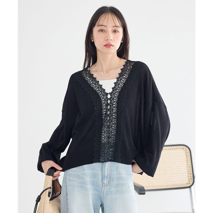 レーストリムシアーニットカーディガン | earth music&ecology  | 詳細画像5 