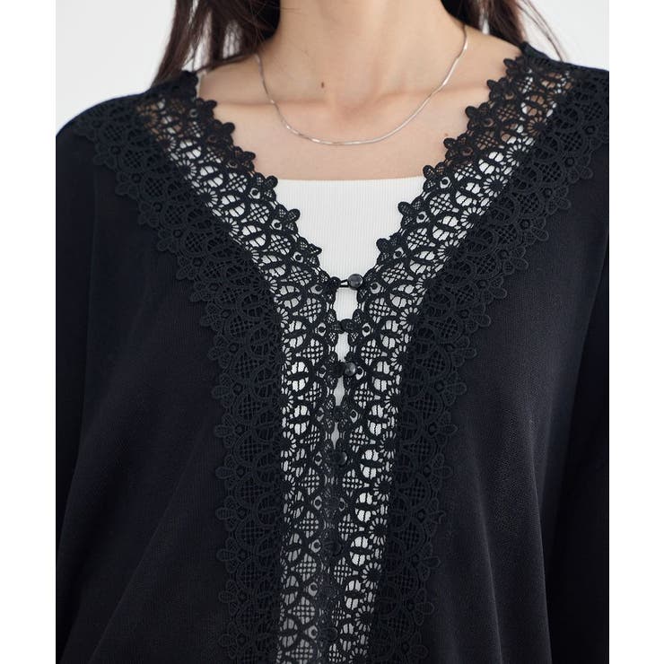 レーストリムシアーニットカーディガン | earth music&ecology  | 詳細画像18 