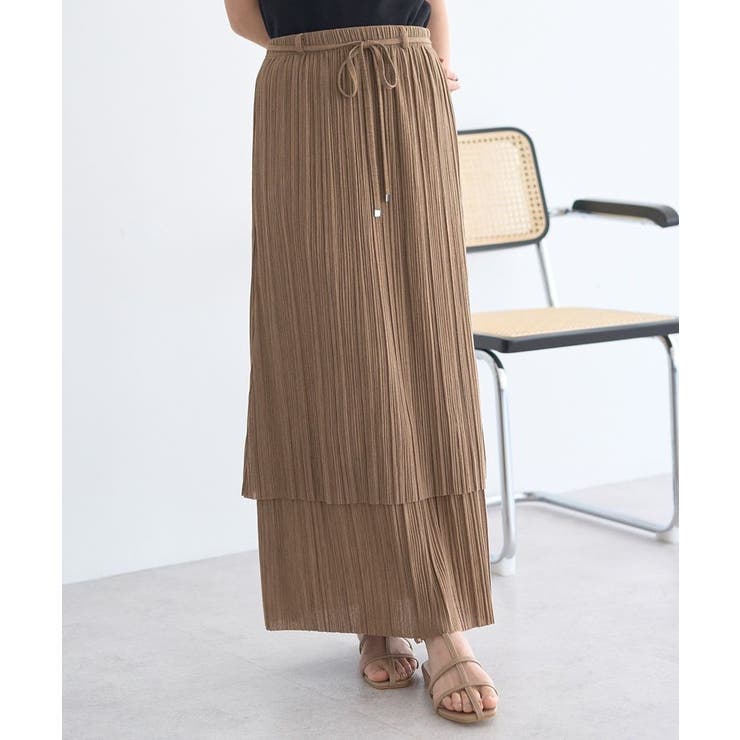 プリーツレイヤードライクスカート | earth music&ecology  | 詳細画像1 